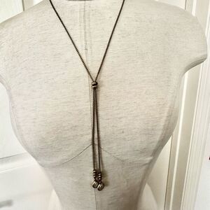 Lucky brand gold tone faux pearl lariat necklace
